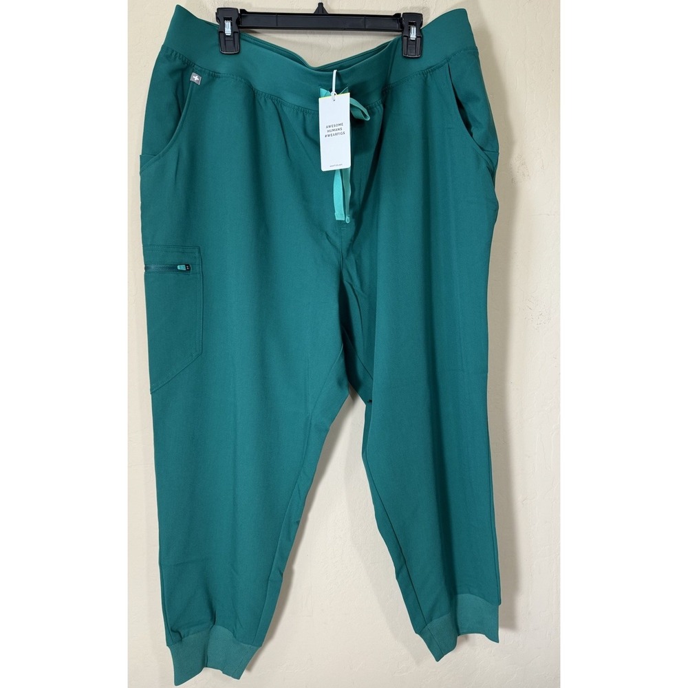 Figs High Waisted Zamora W Yoga Waistband Scrub Pants Women 4XL Petite Green NEW
